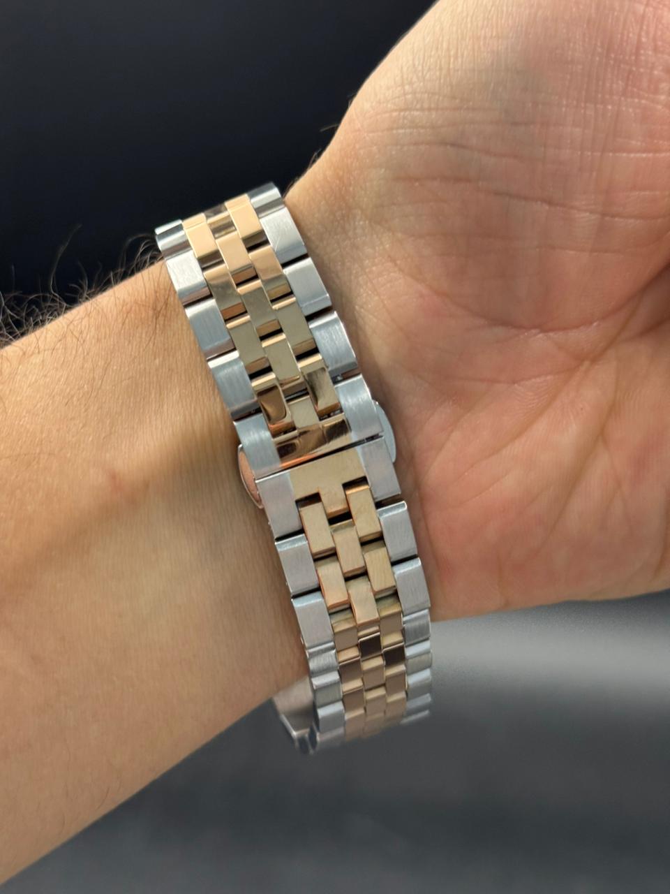 Rlx Day Date Diamond Bicolor Oro Rosa Tablero Negro