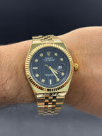 Rlx Day Date Diamond Dorado Tablero Negro