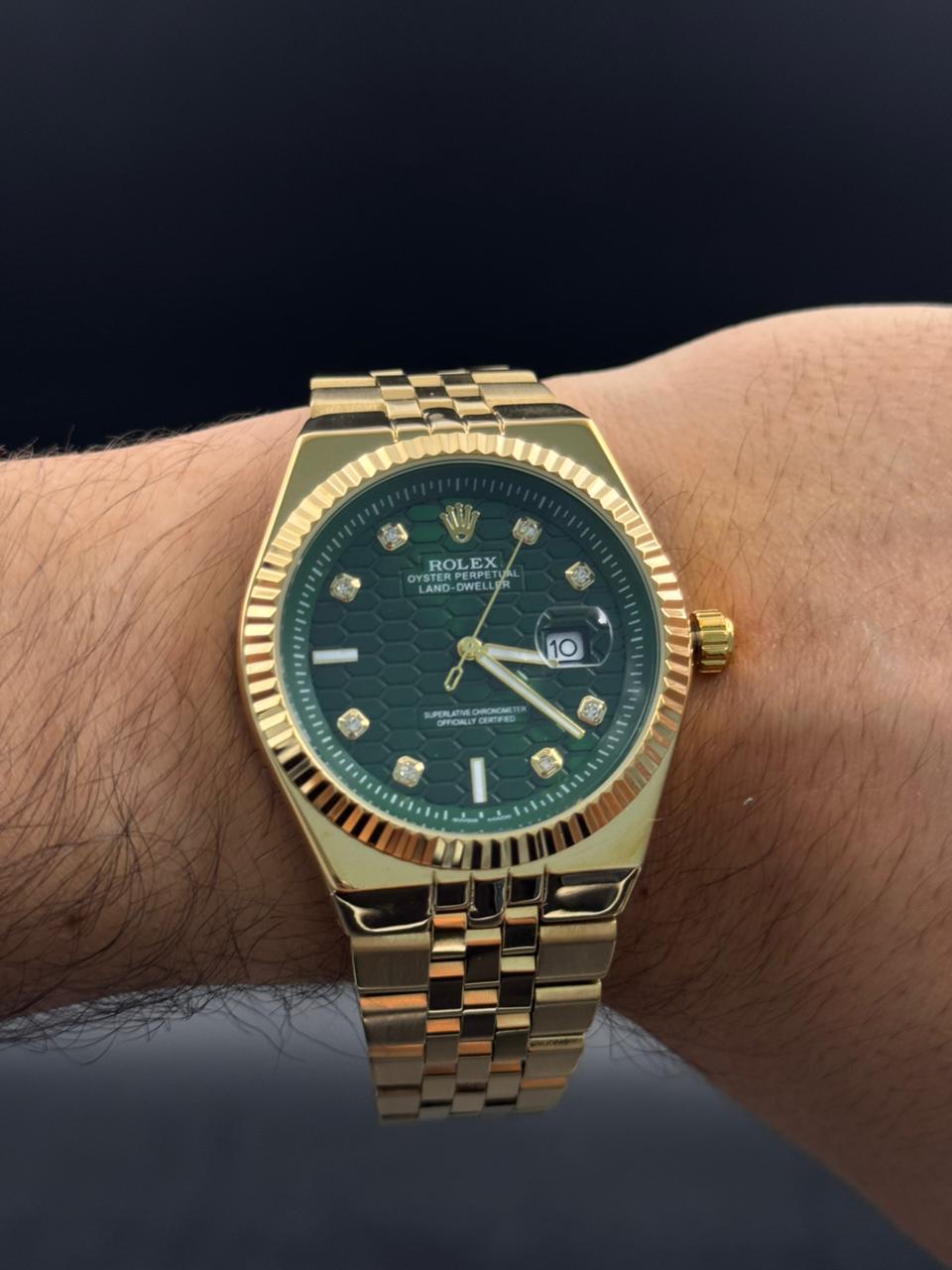 Rlx Day Date Diamond Dorado Tablero Negro