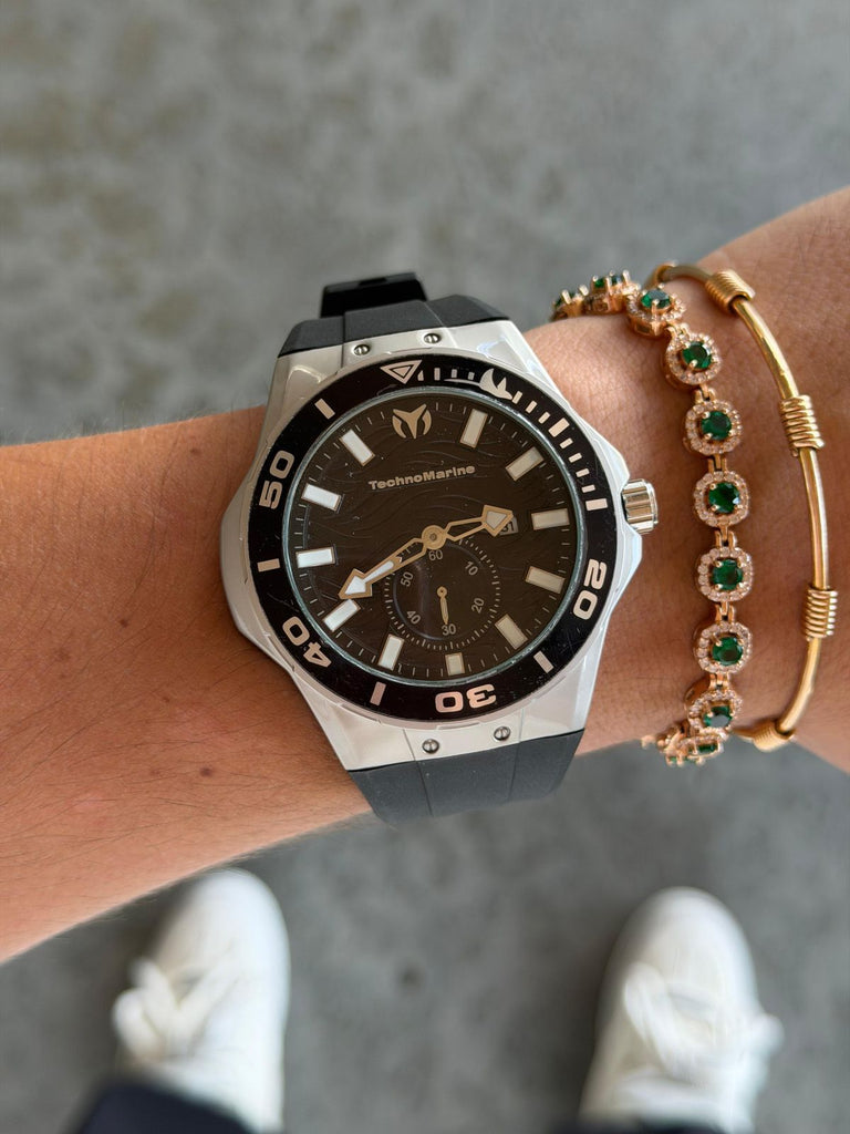 Tchmrn Cruise Goma Negra Tablero Negro Plateado