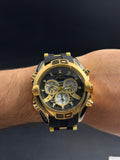 Invct Aviator Goma Negra Tablero Blanco Dorado Negro