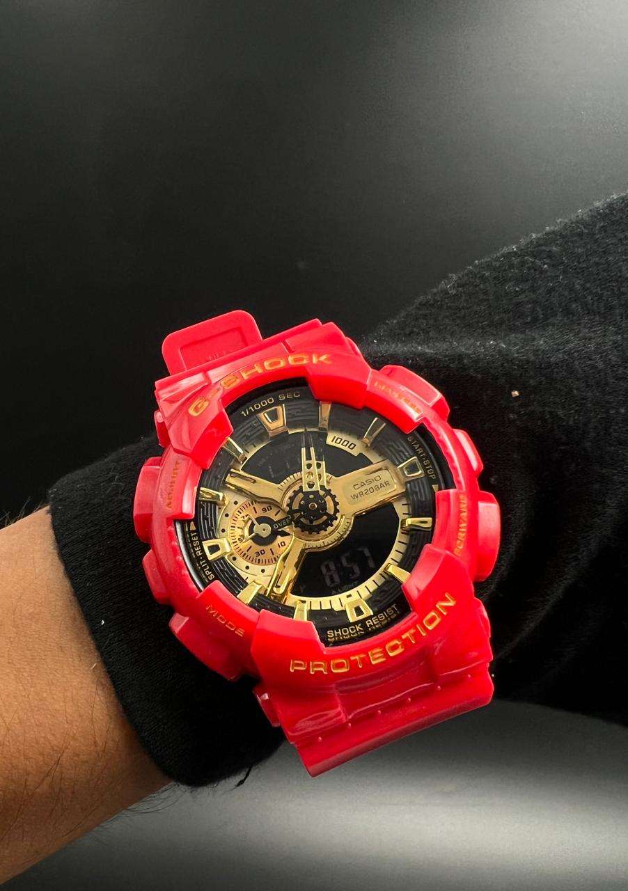 G-shck GA-110 Rojo Tablero Negro Dorado