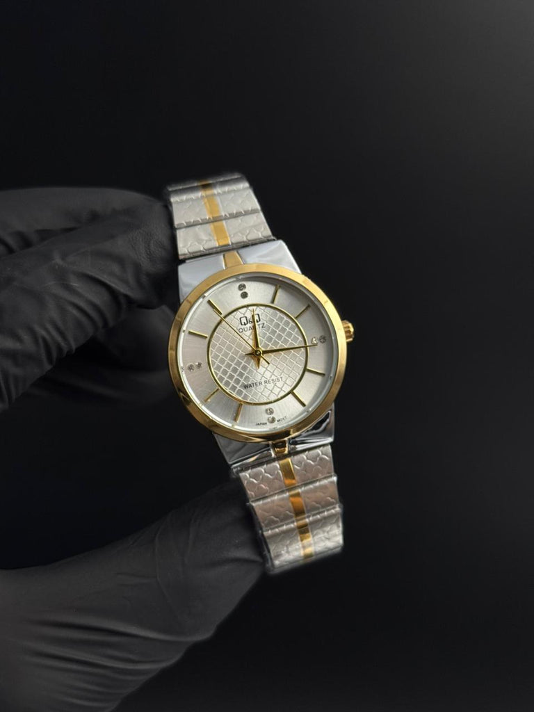 QYQ QT Mujer Bicolor Dorado Tablero Plateado