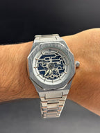 Admrs Oak Metalico Plateado Tablero Plateado Negro