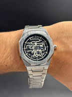 Admrs Oak Metalico Plateado Tablero Negro Plateado