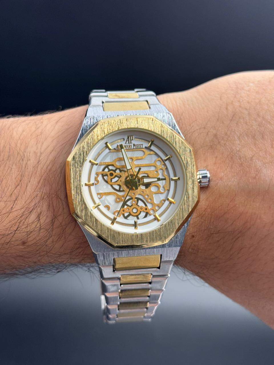 Admrs Oak Metalico Bicolor Dorado Tablero Blanco Dorado