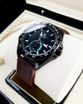 Casio Edifice Cara Negra Correa de Cuero